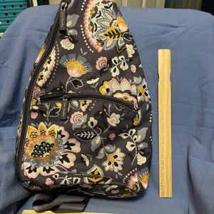 Vera Bradley Women's Floral Sling Backpack - Black and Yellow